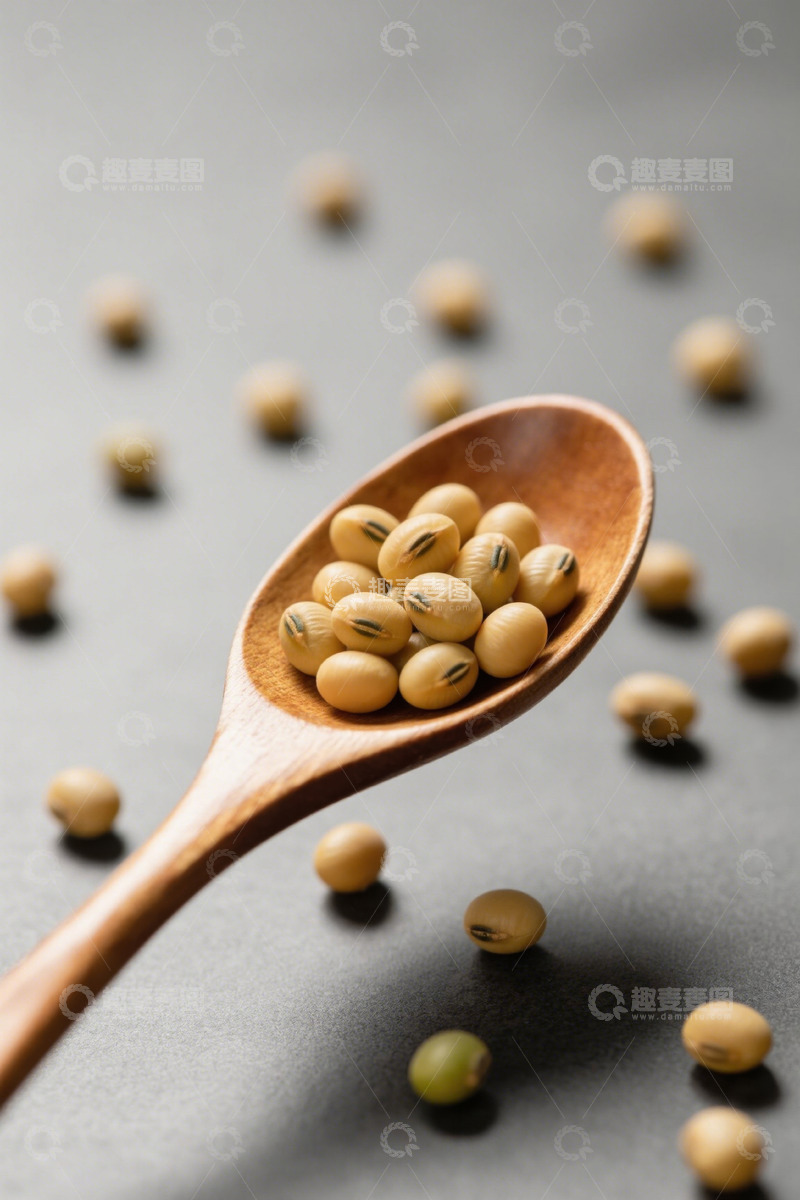 高清大图下载【趣麦麦图】木勺上的大豆特写