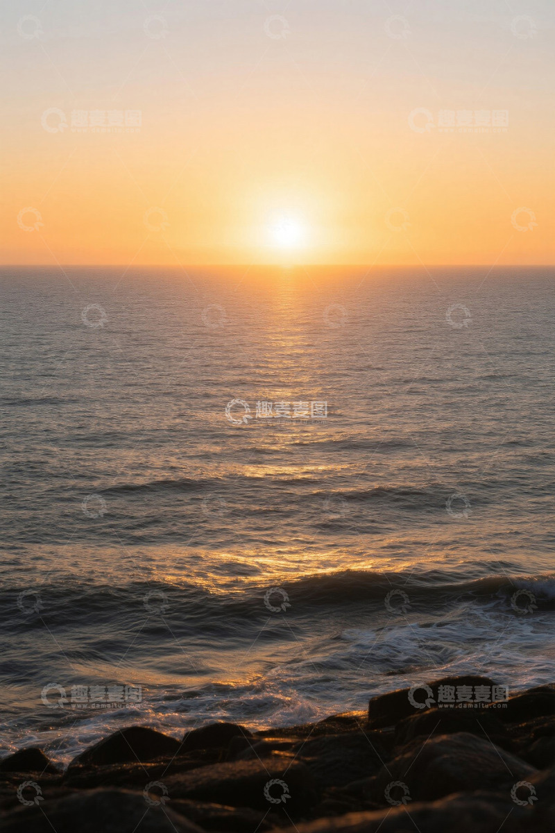 高清大图下载【趣麦麦图】海上日落景象