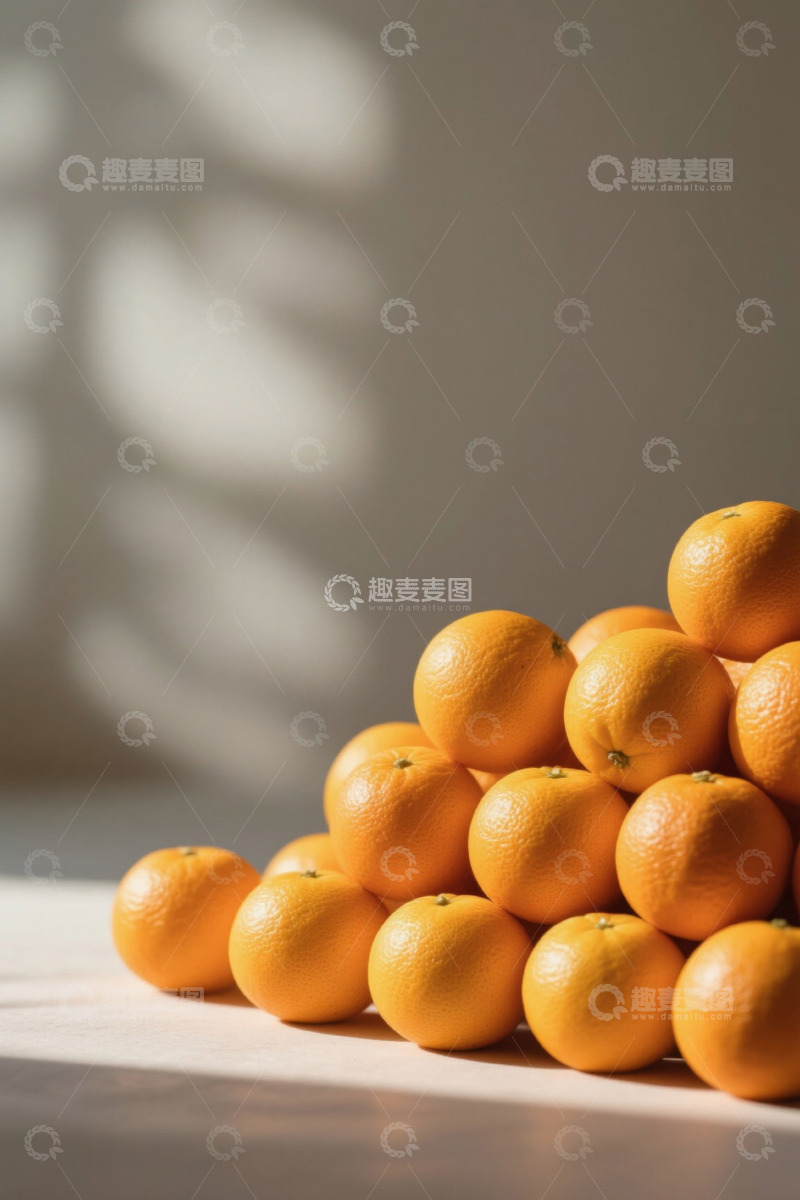高清大图下载【趣麦麦图】堆叠摆放的新鲜橙子