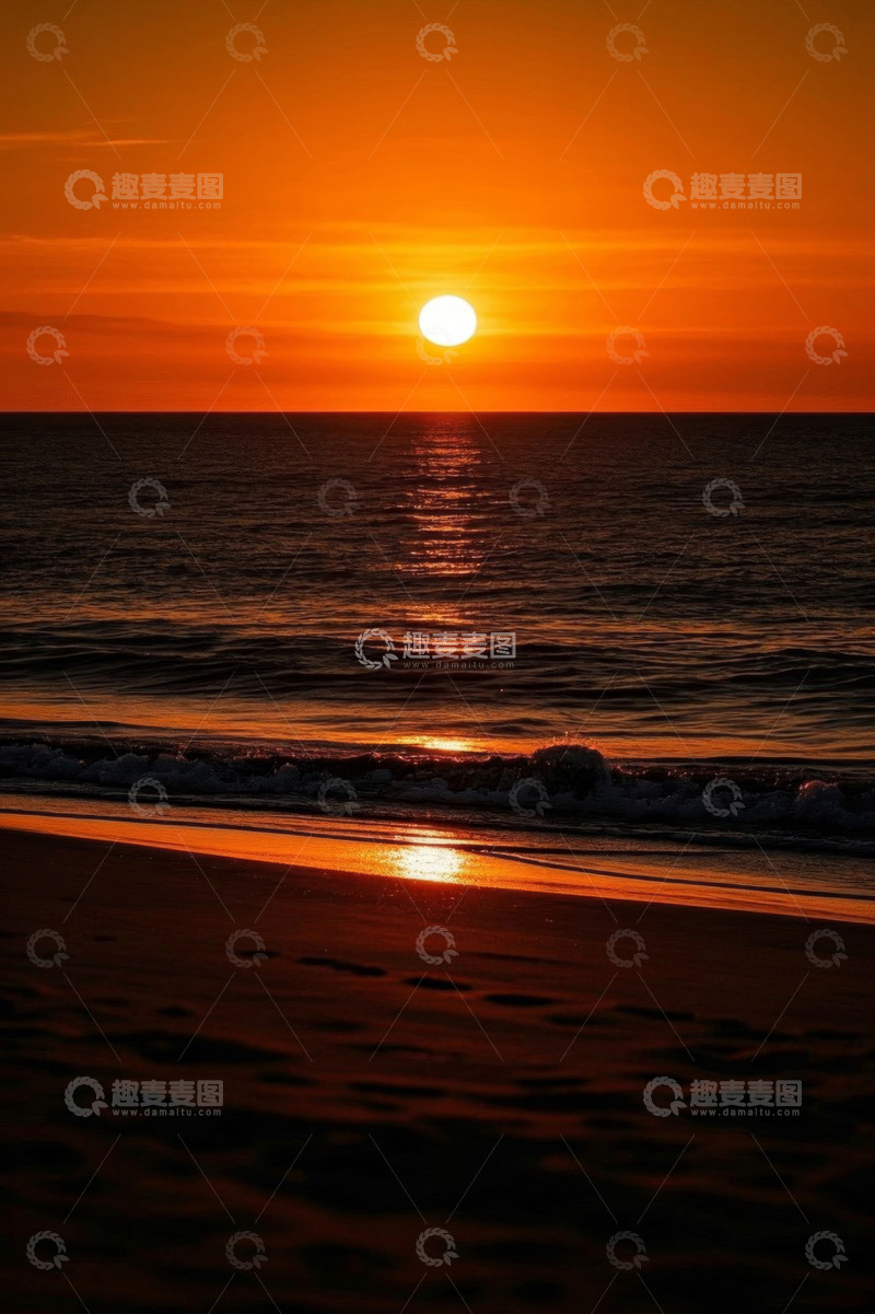 高清大图下载【趣麦麦图】海滩日落海洋景观