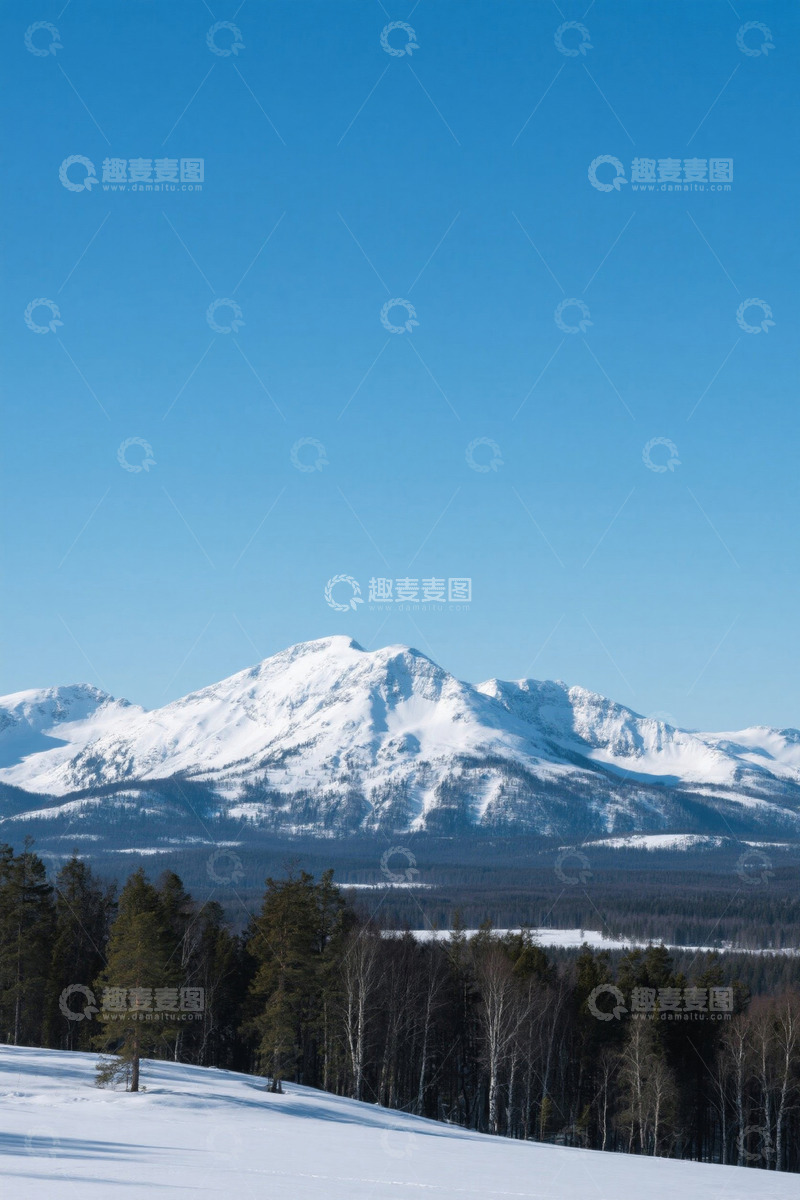 高清大图下载【趣麦麦图】雪山森林户外雪景