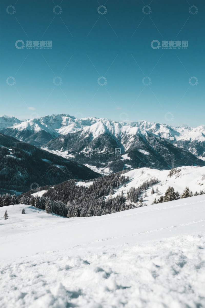 高清大图下载【趣麦麦图】雪山森林自然风光雪景