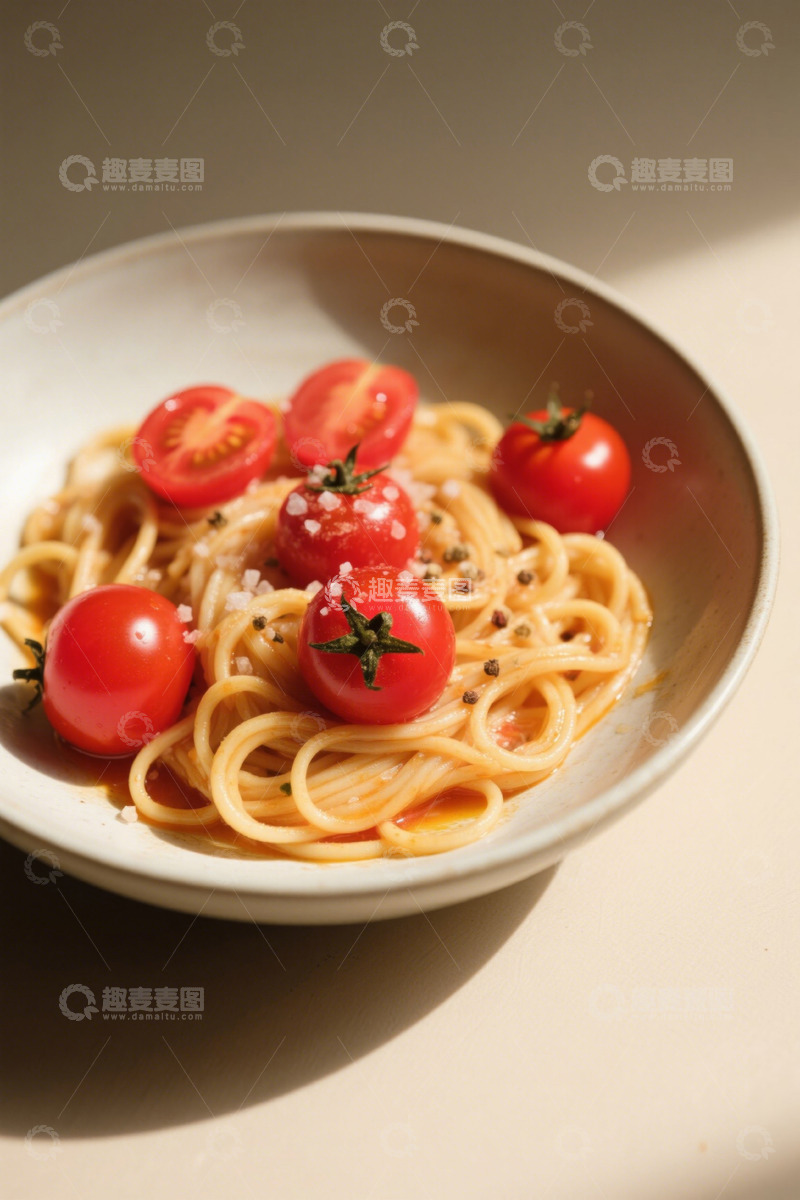 高清大图下载【趣麦麦图】碗装番茄意大利面美食