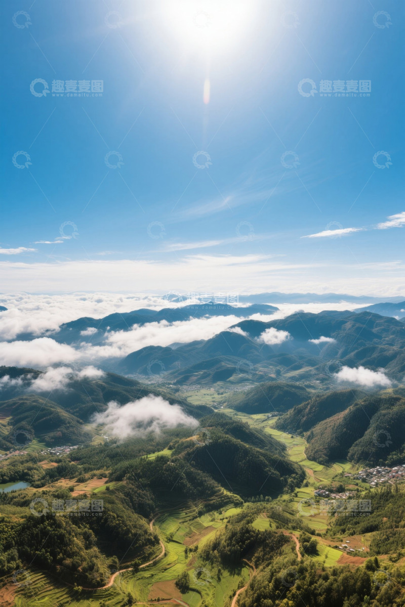 高清大图下载【趣麦麦图】山间云海自然风光航拍图