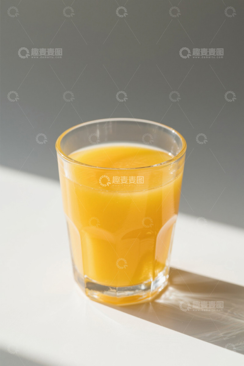 高清大图下载【趣麦麦图】玻璃杯中的鲜榨橙汁