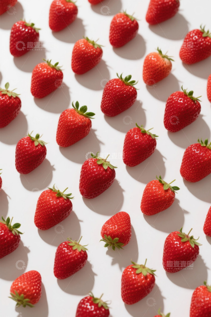 高清大图下载【趣麦麦图】排列整齐的新鲜草莓