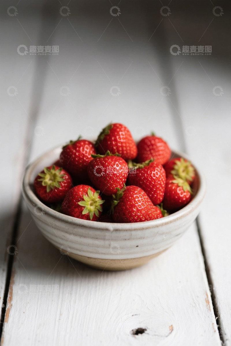 高清大图下载【趣麦麦图】碗中新鲜草莓静物