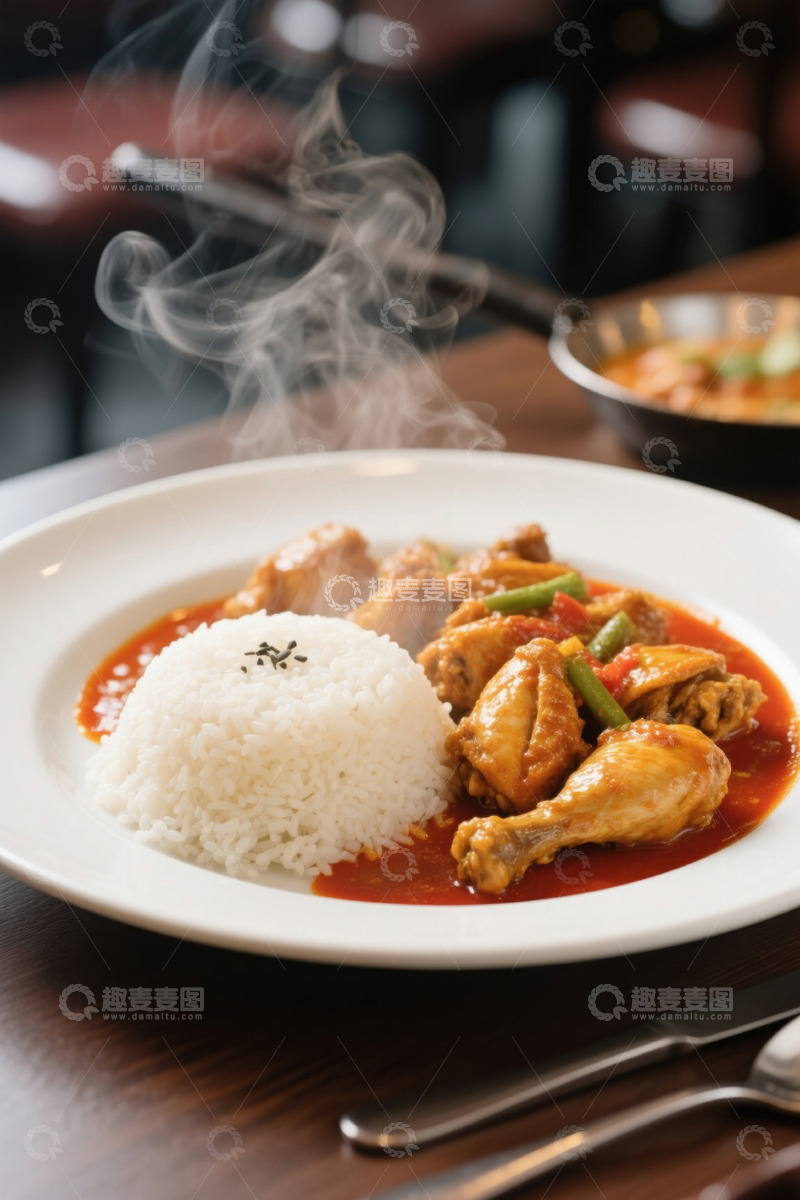 高清大图下载【趣麦麦图】美味鸡肉盖饭特写