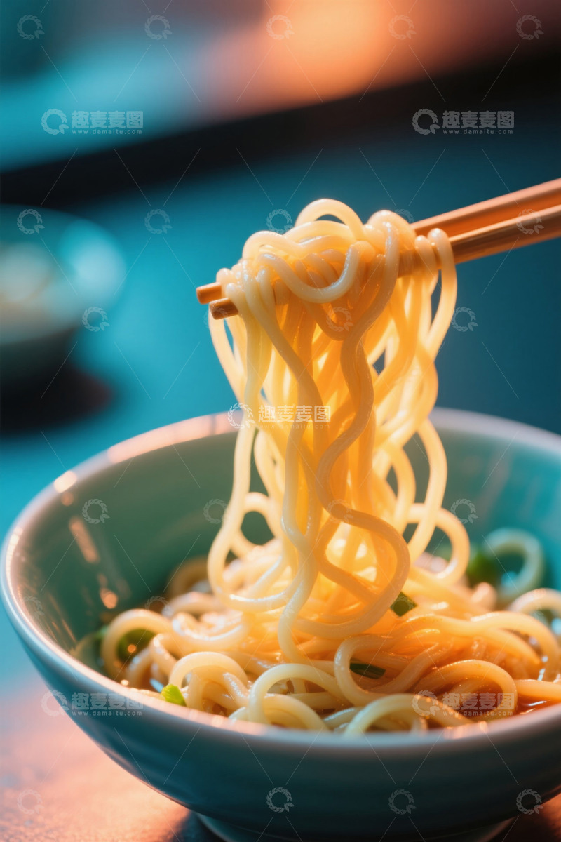 高清大图下载【趣麦麦图】筷子夹起的一碗面条