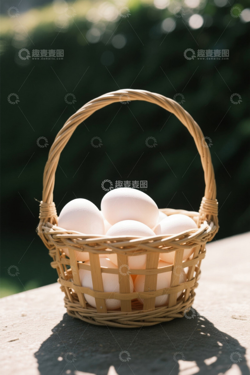 高清大图下载【趣麦麦图】篮子里装着的新鲜鸡蛋