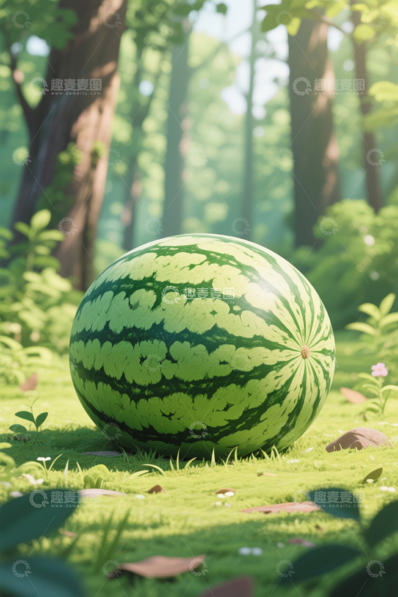 高清大图下载【趣麦麦图】森林中放置的大西瓜