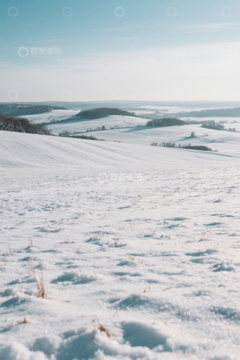 高清大图下载【趣麦麦图】冬日雪景广阔原野风光