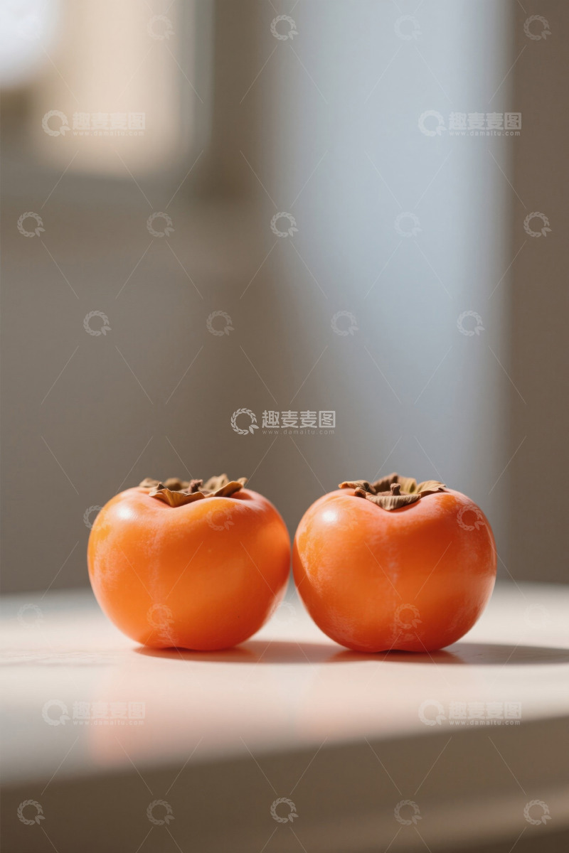高清大图下载【趣麦麦图】两个橙色柿子静物素材