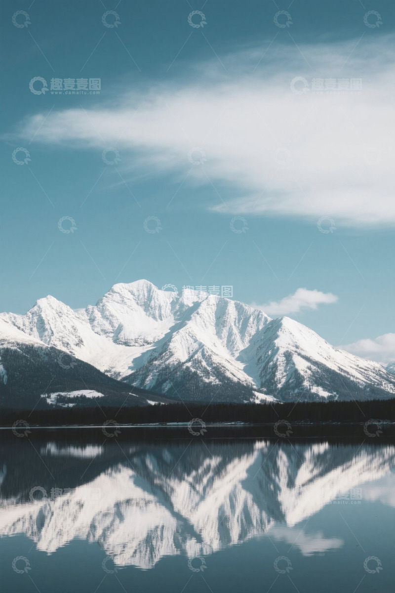 高清大图下载【趣麦麦图】雪山湖泊自然风光全景