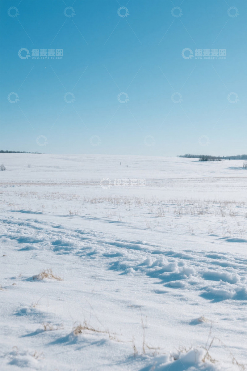 高清大图下载【趣麦麦图】广阔雪地与晴朗天空景观