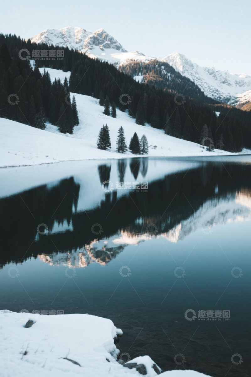 高清大图下载【趣麦麦图】雪山湖泊自然景观