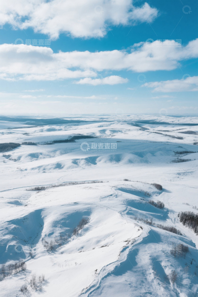 高清大图下载【趣麦麦图】冬季雪域原野航拍景观