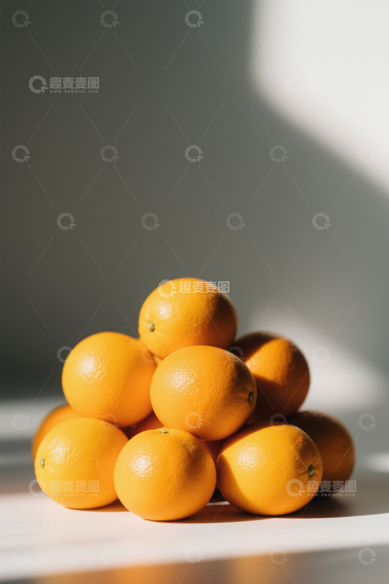 高清大图下载【趣麦麦图】堆叠摆放的新鲜橙子
