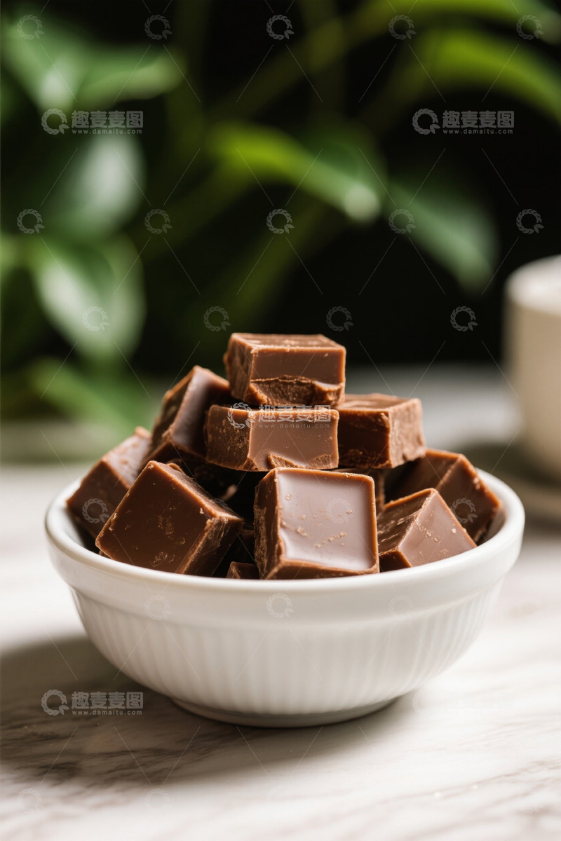 高清大图下载【趣麦麦图】碗装巧克力块特写