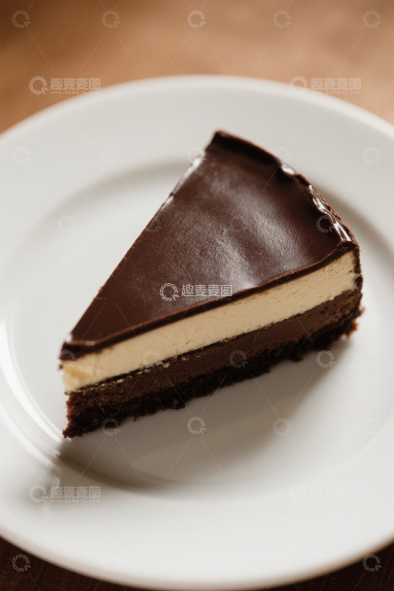 高清大图下载【趣麦麦图】白盘上的巧克力夹心蛋糕