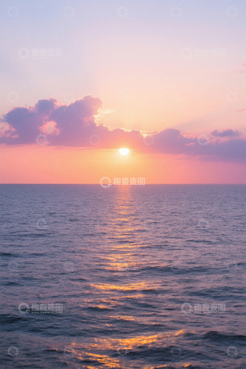 高清大图下载【趣麦麦图】海上日落美景