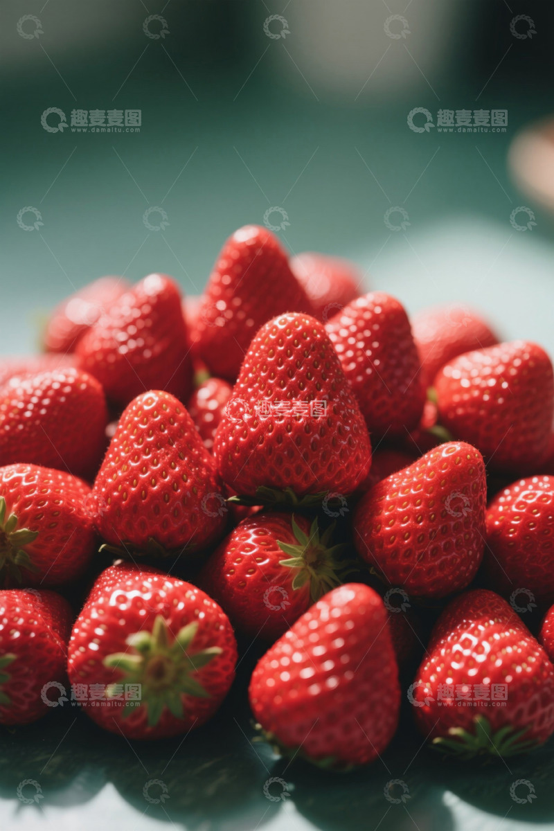 高清大图下载【趣麦麦图】新鲜草莓堆叠特写