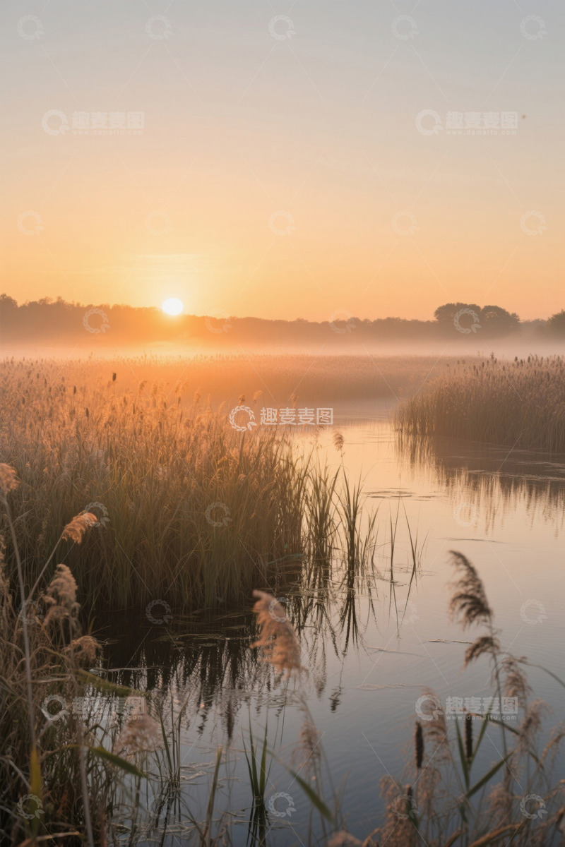 高清大图下载【趣麦麦图】湖畔日出自然风光