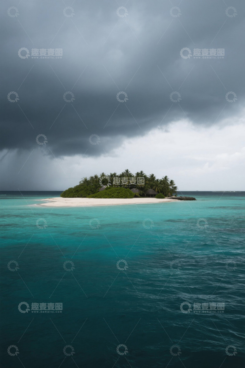 高清大图下载【趣麦麦图】热带海岛暴风雨来临景象