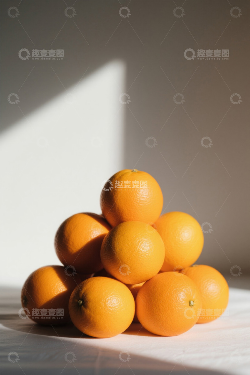 高清大图下载【趣麦麦图】堆叠摆放的新鲜橙子静物