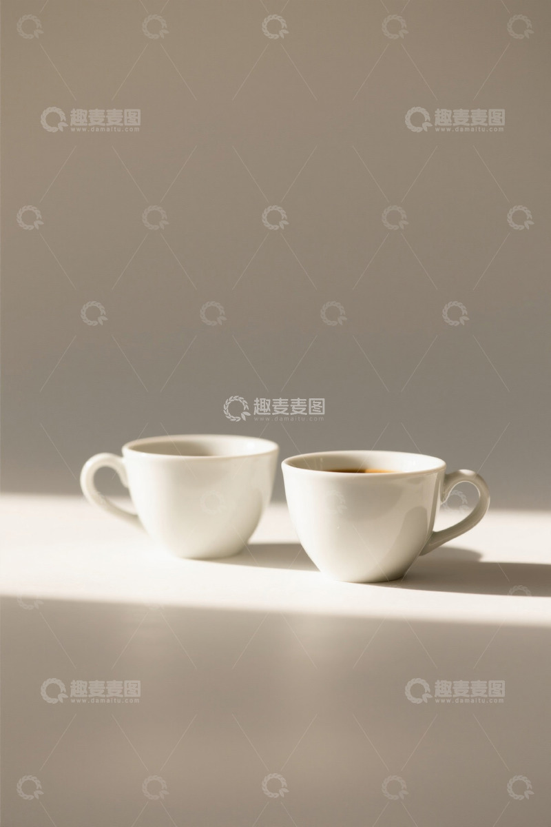 高清大图下载【趣麦麦图】白色杯子与咖啡静物场景