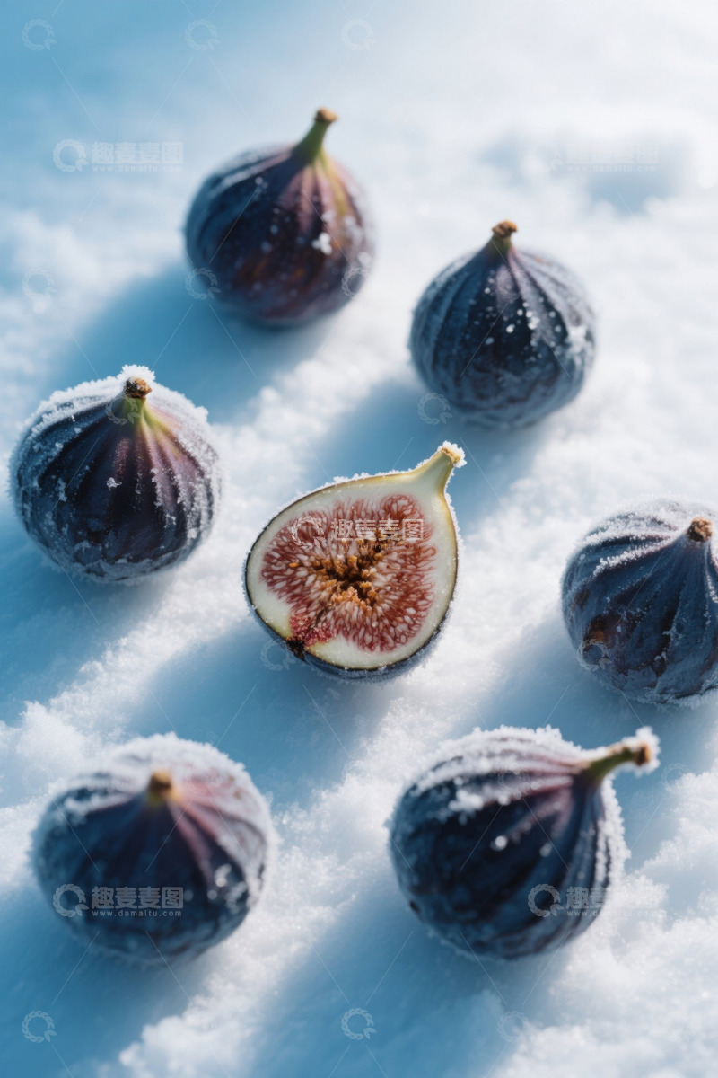 高清大图下载【趣麦麦图】雪地上的无花果静物