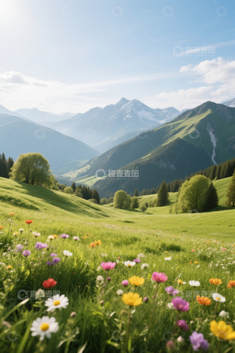 高清大图下载【趣麦麦图】山间草地花卉自然风光