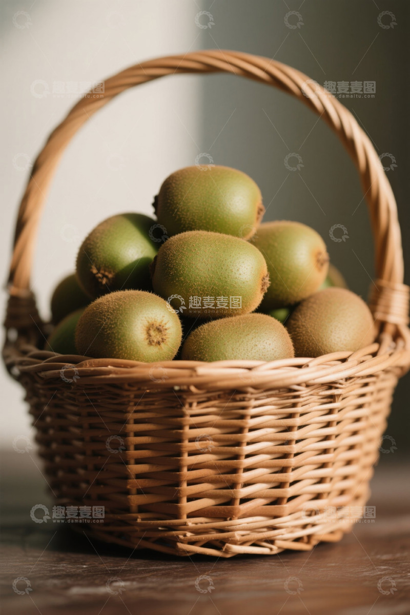 高清大图下载【趣麦麦图】篮子里的猕猴桃水果静物