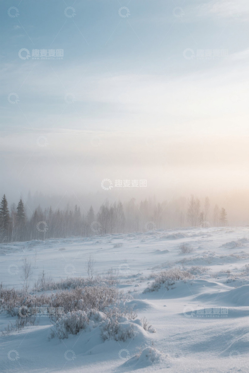 高清大图下载【趣麦麦图】冬日雪覆盖的森林景观