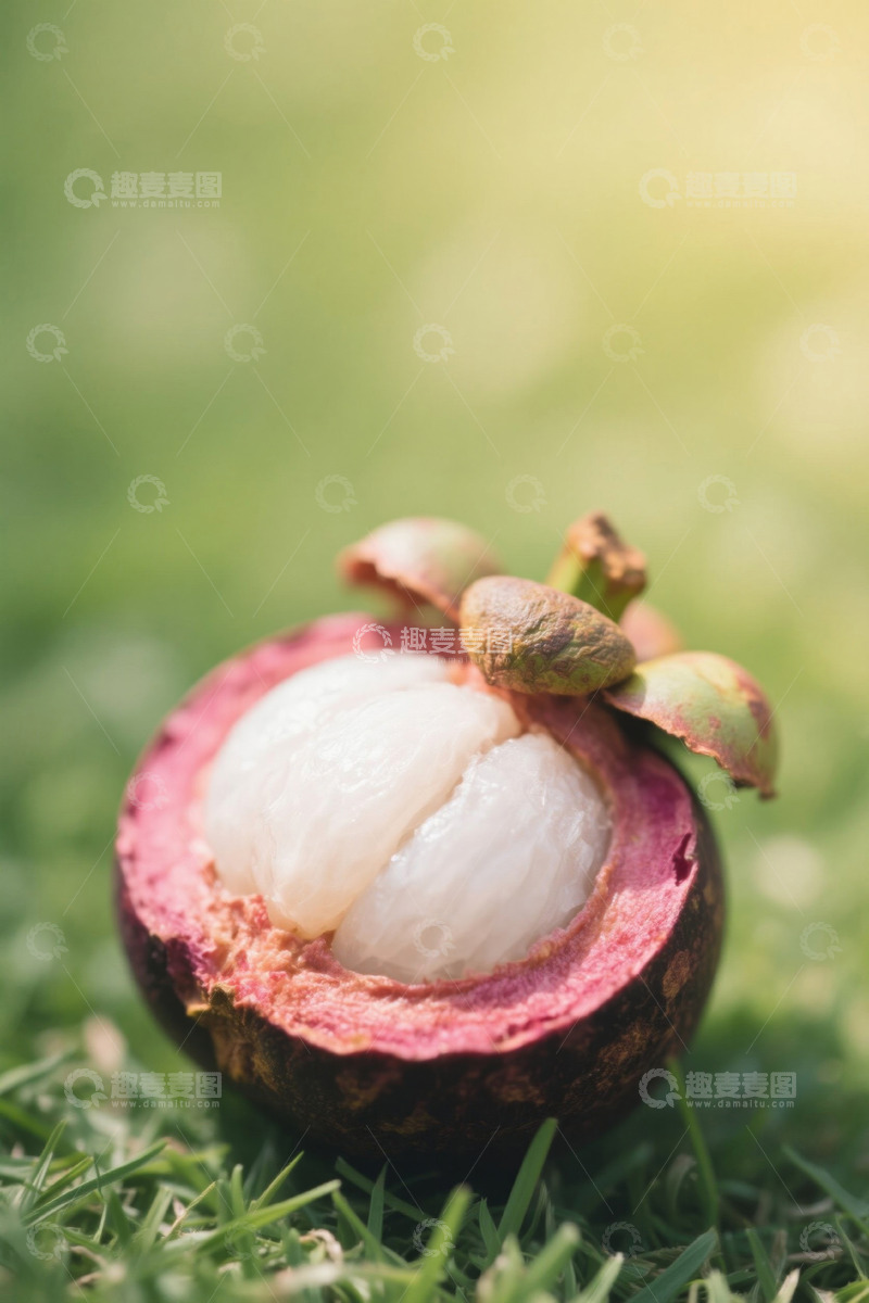 高清大图下载【趣麦麦图】草地上剥开的山竹果实