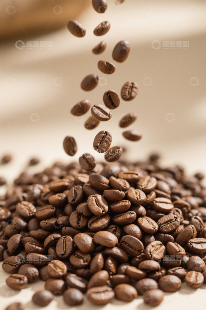 高清大图下载【趣麦麦图】洒落的烘焙咖啡豆