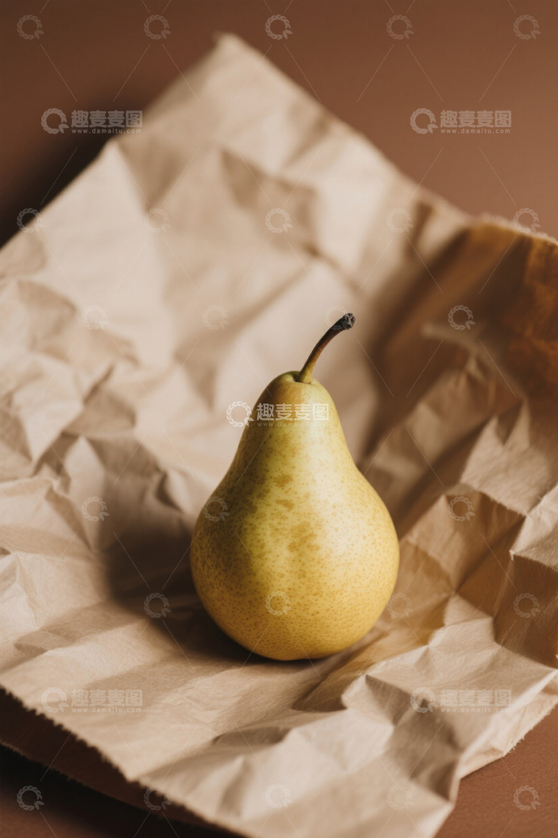 高清大图下载【趣麦麦图】牛皮纸上的新鲜梨子