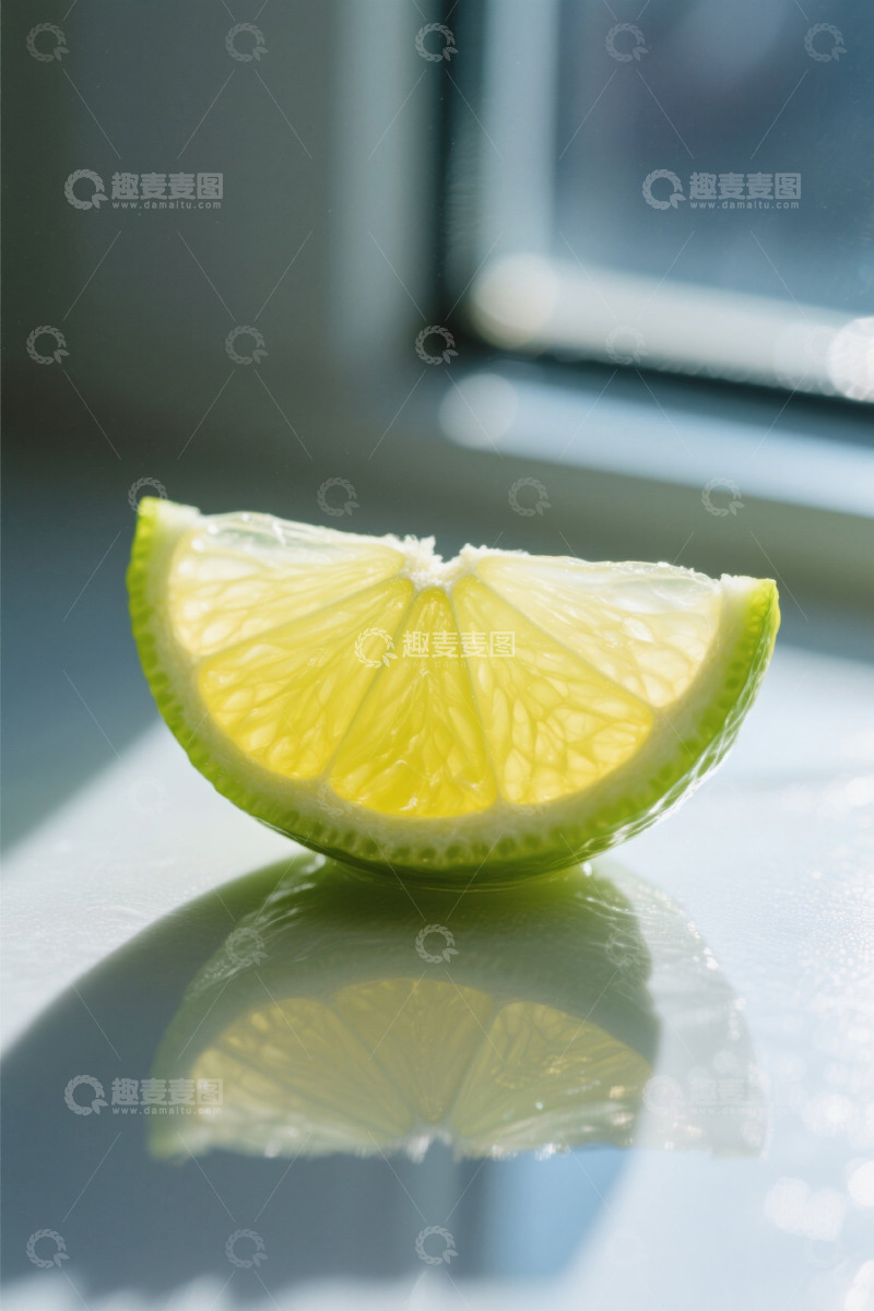 高清大图下载【趣麦麦图】窗边放置的半片柠檬