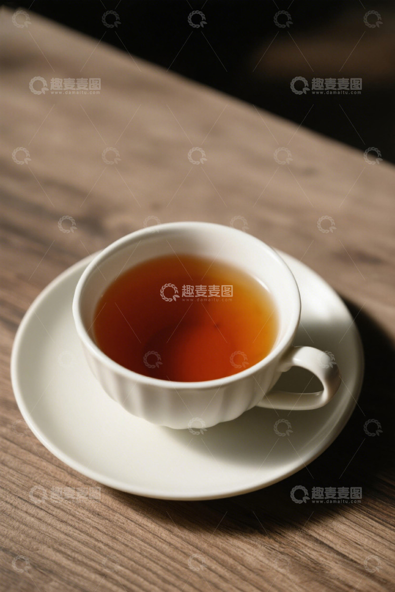 高清大图下载【趣麦麦图】木桌上的白色茶杯与茶