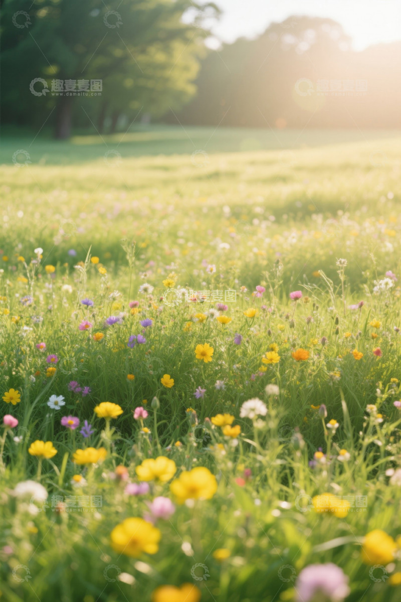 高清大图下载【趣麦麦图】户外草地五彩野花自然风光