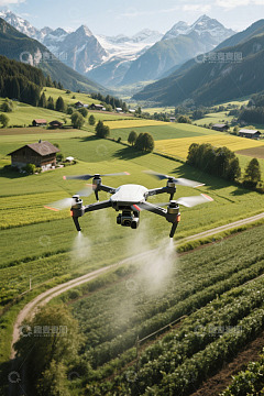 无人机航拍山间农业场景