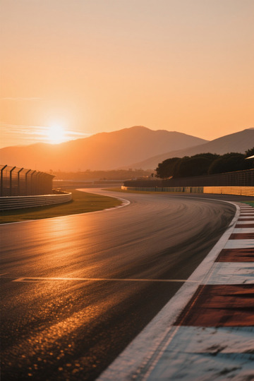 夕阳下的赛道全景