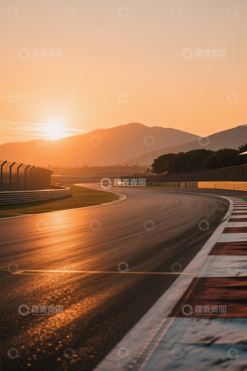 高清大图下载【趣麦麦图】夕阳下的赛道全景