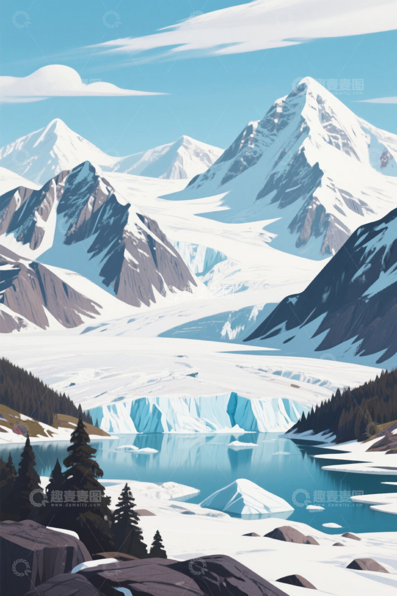 高清大图下载【趣麦麦图】雪山冰川湖泊自然景观