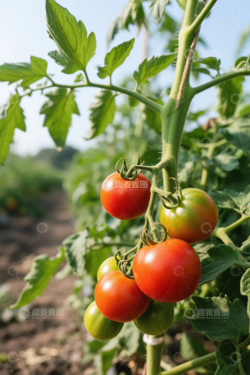 高清大图下载【趣麦麦图】田间成熟的西红柿果实