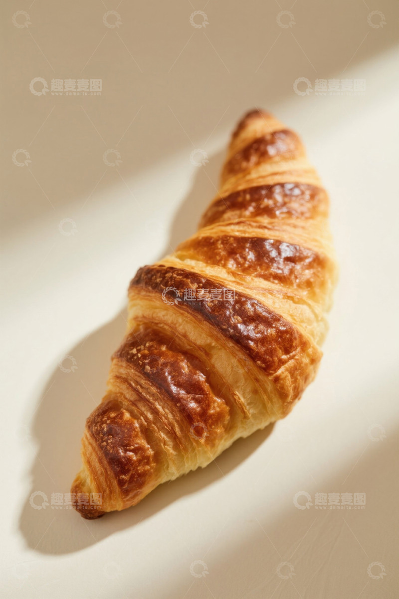 高清大图下载【趣麦麦图】单个牛角面包特写