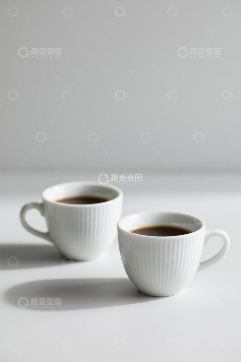 高清大图下载【趣麦麦图】白色杯子装的两杯黑咖啡