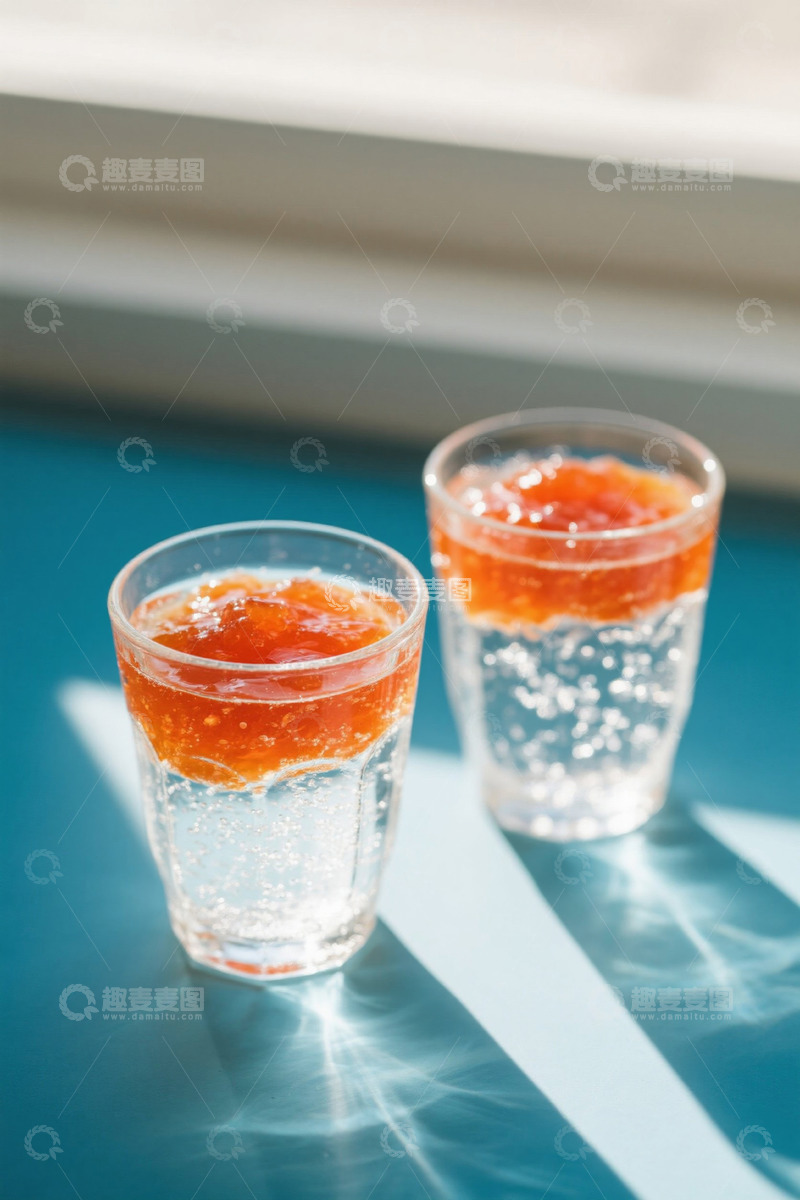 高清大图下载【趣麦麦图】两杯装有液体的玻璃杯饮品