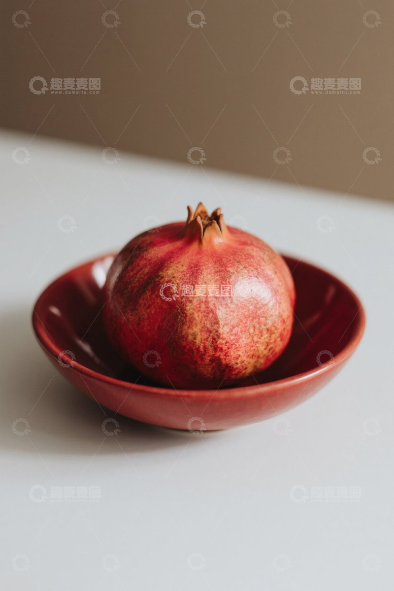 高清大图下载【趣麦麦图】红碗中放置的新鲜石榴