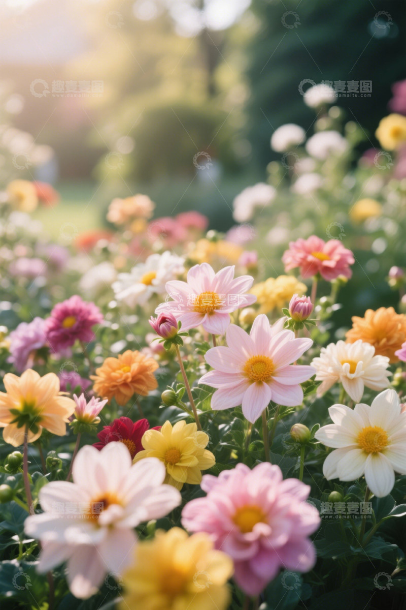 高清大图下载【趣麦麦图】多彩花卉在阳光下绽放